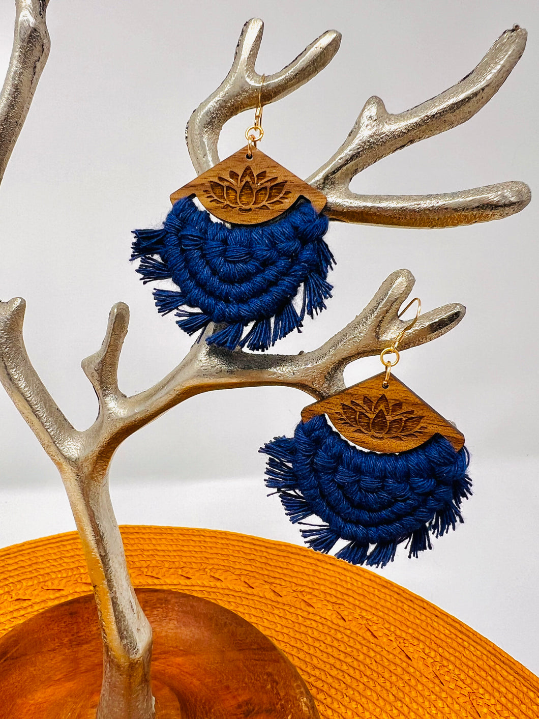 Macramé Earrings | Fringe Midnight Blue