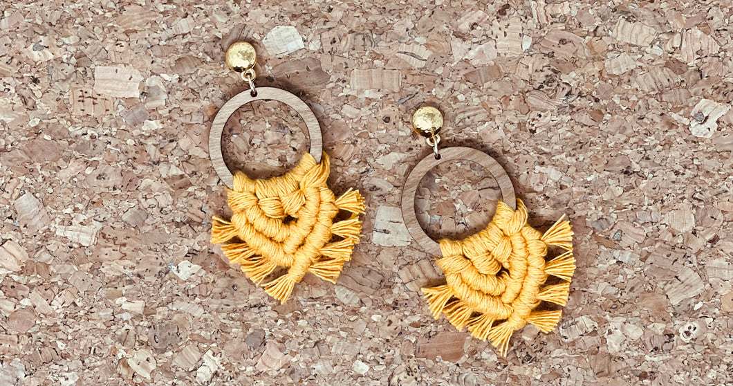 Macramé Earrings| Fringe Sun