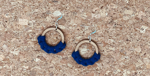 Macramé Earrings| Fringeless Midnight Blue