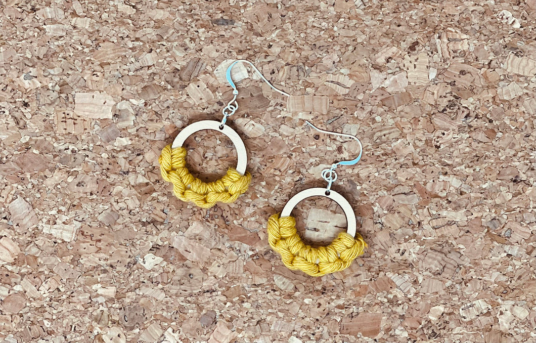 Macramé Earrings| Fringeless Mustard