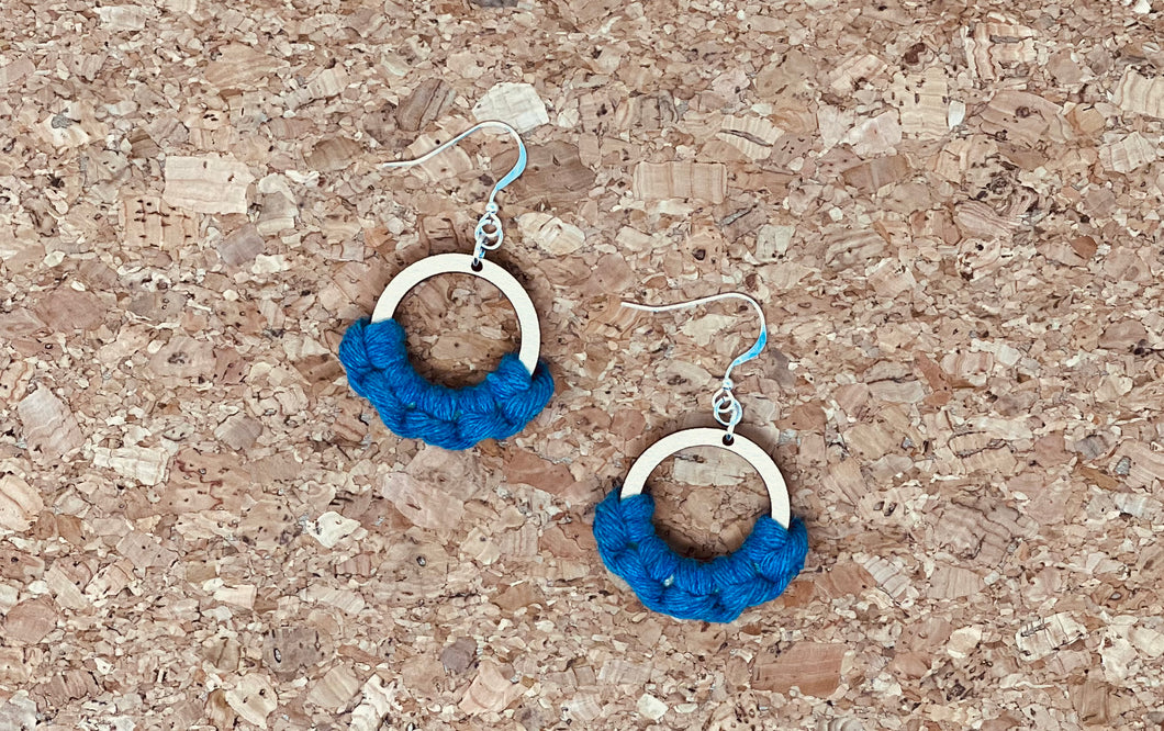 Macramé Earrings | Fringeless Blue Cobalt