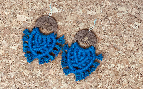 Macramé Earrings | Fringe Blue Cobalt