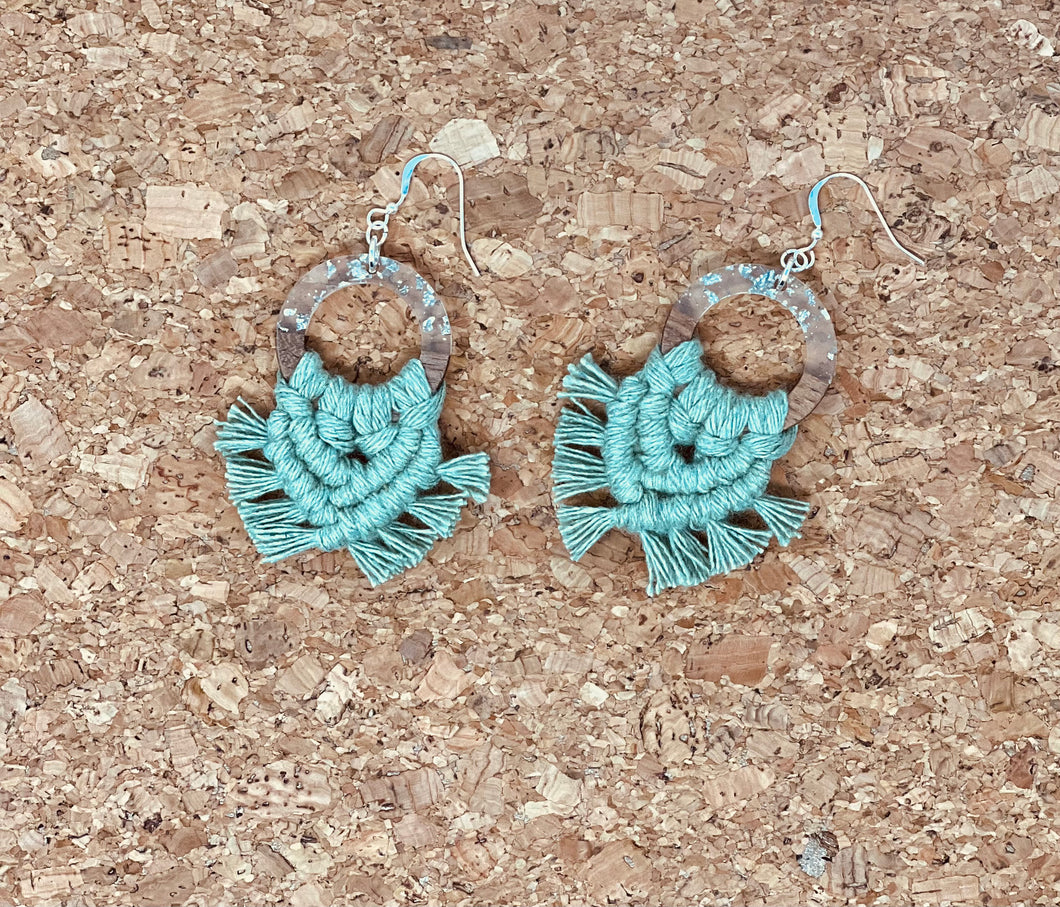 Macramé Earrings | Fringe Cactus Green