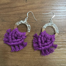 Load image into Gallery viewer, Macramé Earrings| Fringe Royal Purple
