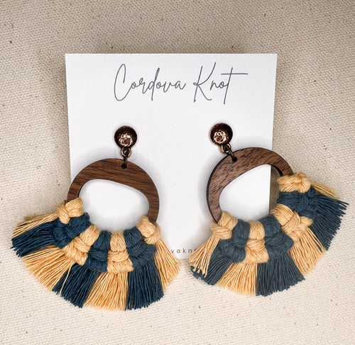 Macramé Earrings | Fringe Vanilla + Ocean Teal