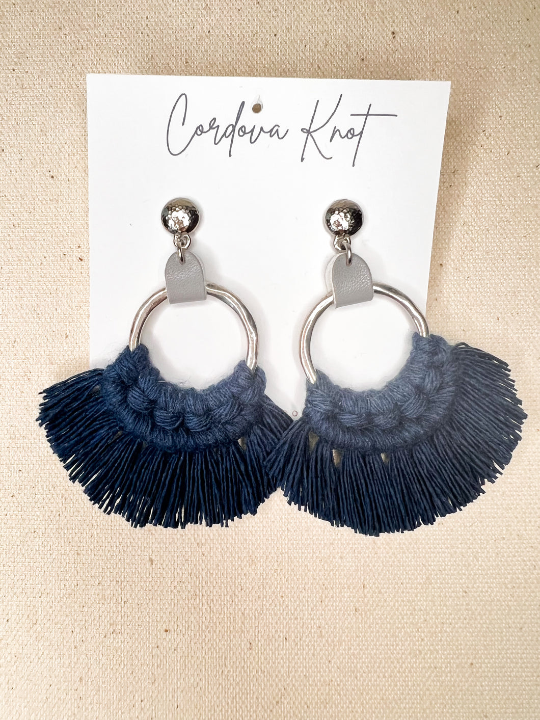 Macramé Earrings | Fringe Navy